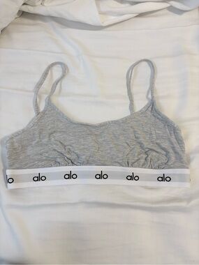 ALO Yoga Light Gray Logo Bralette